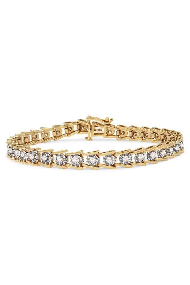 Plated 2.00 Cttw Miracle Set Diamond Wave Link Bracelet